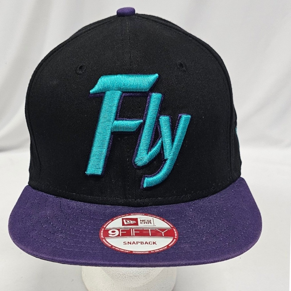 New Era 9FIFTY Fly Snapback Hat Black Purple Teal Script Logo Cap OSFM